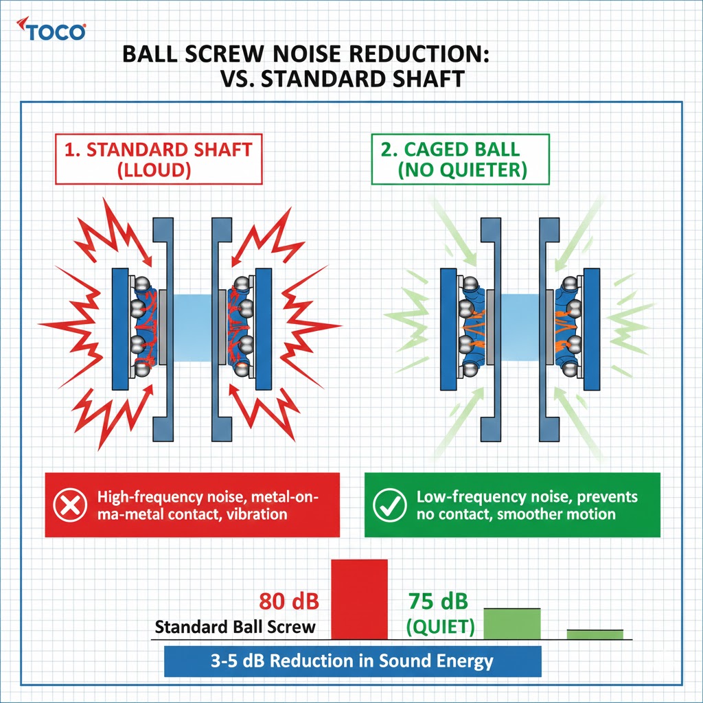 Ball screw noice reduction vs standard shaft
